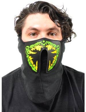 Monster Green and Yellow Teeth Sound Activated Light Up Mask