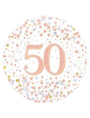 Image of Sparkling Fizz Rose Gold 50th 45cm Foil Balloon
