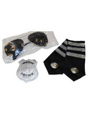 Cop Costume Accessory Kit with Aviator Glasses, Police Badge and Shoulder Epaulettes