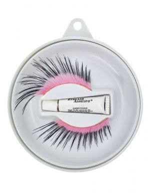 Long Pink Winged Fake Lashes with Black Tips