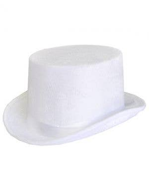 White Velvet Costume Top Hat for Adults