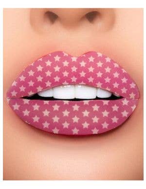 Pink and White Stars Pattern Temporary Lip Tattoo Costume Makeup