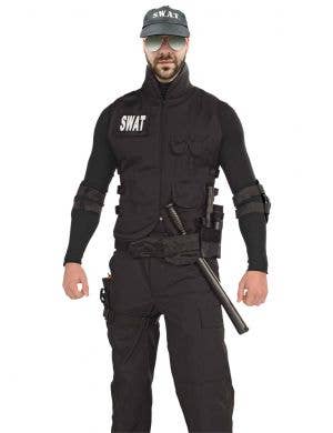 Black SWAT Police Costume Vest for Adults - Main Image