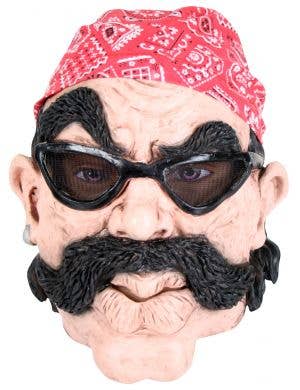 Rubber Latex Full Head Evil Biker Costume Mask for Adults