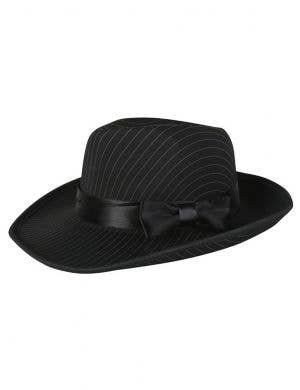 Mens Black 1920s Gangster Fedora Hat with Pinstripes Costume Accessory - Main Image