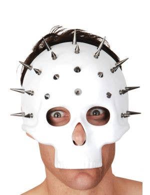 Matte White Spiked Skull Halloween Costume Mask Main Image