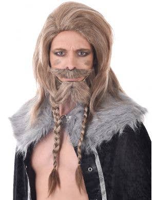 Men's Shaggy Dirty Blonde Viking Costume Wig and Beard Set