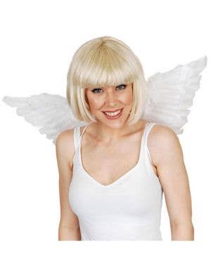 Mini White Feather Angel Costume Wings - Main Image