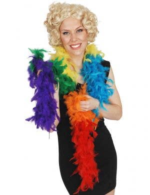 Fluffy Rainbow Feather Boa Costume Accessory