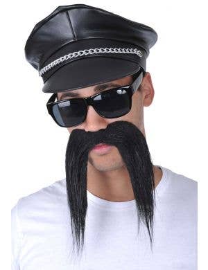 Men's Novelty Bad Biker Black Costume Moustache Main Image