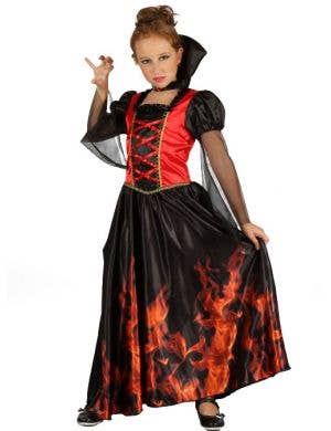 Flaming Vampiress Girls Halloween Costume