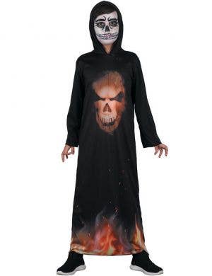 Boys Devil Demon Face Halloween Hooded Robe Costume