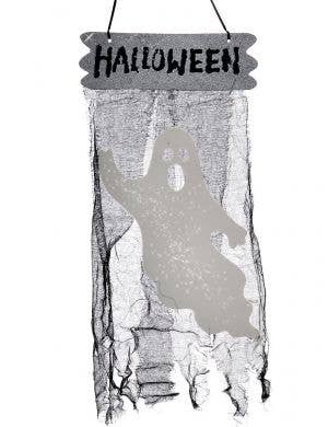 Halloween Hanging Sign with Large White Ghost