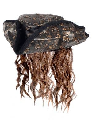 Bronze Look Skull Pirate Hat with Brown Hair