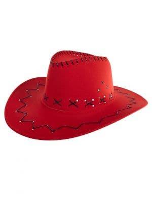 Bright Red Adults Cowboy Costume Hat