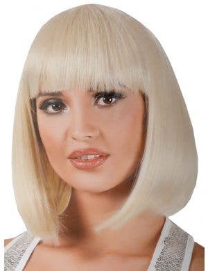 Short Blonde Bob Women's Costume Wig with Bangs