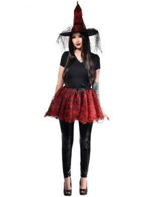 Deluxe Red and Black Lace Layered Womens Costume Tutu