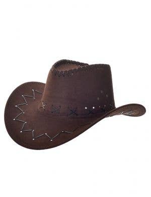 Yeehaw Brown Faux Suede Cowboy Costume Hat