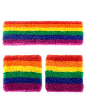 Rainbow Striped Sweatbands Costume Accessory