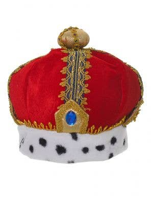 Royal King Plush Red and Gold Crown Hat Costume Accessory