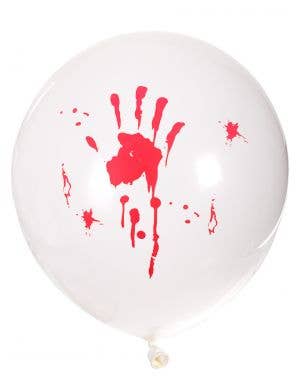 Set of White and Red Bloody Hand Print Halloween Balloons