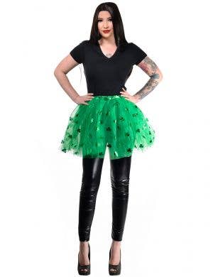 Lucky Clover Print Womens Green Tutu Skirt