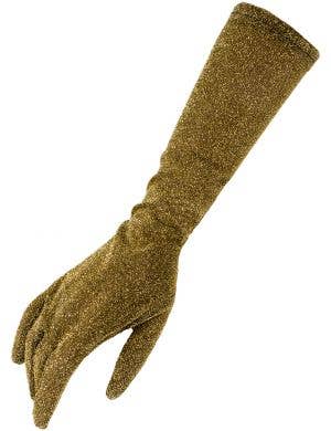 Gold Glitter Lurex Costume Gloves