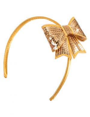 Girls Gold Costume Headband with Cute Gold Sequinned Bow