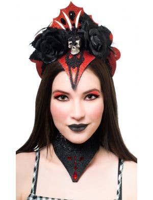 Women's Red and Black Vampire Queen Choker Necklace Main Image