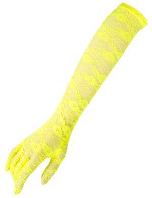 1980's Neon Yellow Lace Costume Gloves