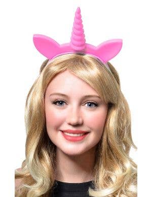 Pink Light Up Novelty Unicorn Costume Accessory Headband - Main Image