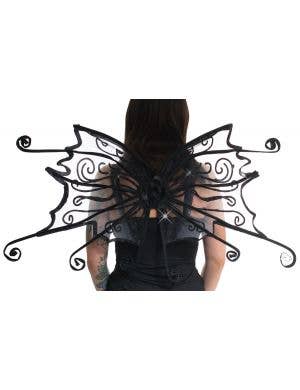 Curly Black Glitter Fairy Costume Wings