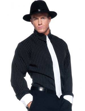 Men's Black Stipend 1920's Gangster Costume Shirt