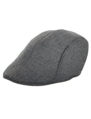 Image of Woollen Grey Vintage Look Flat Cap Costume Hat