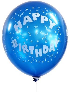 Image of Blue and White Happy Birthday Balloons 10 Pack
