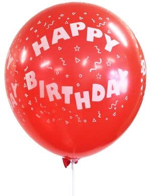 Image of Red and White Happy Birthday Balloons 10 Pack