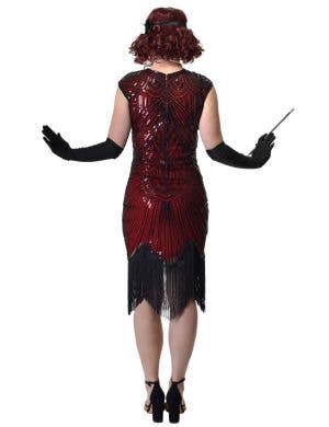Gatsby Womens Red and Black Sequin 1920s Costume