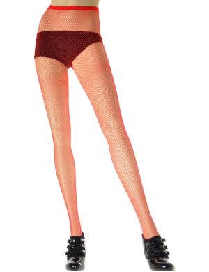 Image of Diamante Red Fishnet Women's Full Length Stockings