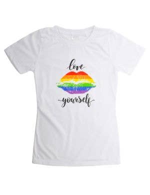 Image of Fitted White Love Yourself Women's Crew Neck Shirt