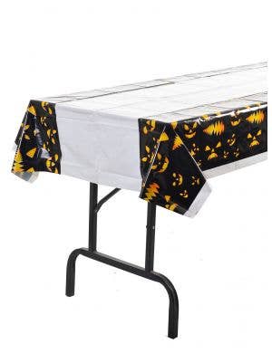 Image of Plastic Spooky Pumpkin Faces Halloween Table Cover