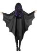 Large Black Satin Bat Costume Cape - Back Image