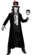 Long Black Velvet Voodoo Skeleton Men's Halloween Costume - Front View