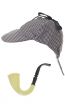 Novelty Sherlock Holmes Detective Hat and Pipe Costume Accessory Set