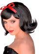 Short Black Hairspray Flick Women's Costume Wig with Red Bow