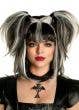 Image of Messy Pigtails Black and White Women's Halloween Wig