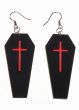 Women's Black Coffin Earrings With Red Crosses Costume Jewellery Image 2