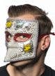 Full Face Silver and White Medieval Men's Masquerade Mask - View 1