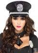 Deluxe Black Sequin Cop Costume Hat with Silver Police Badge - Alt Image