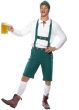 Green and White German Lederhosen Men's Oktoberfest Costume - Front Image