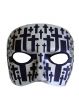 Men's Basic Silver Masquerade Mask With Black Crosses Alternative